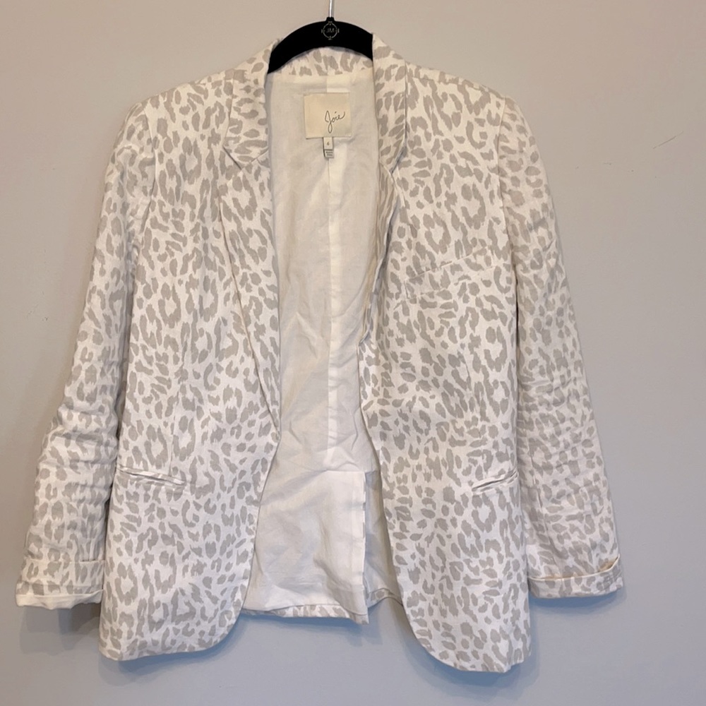 Joie leopard-print linen blazer